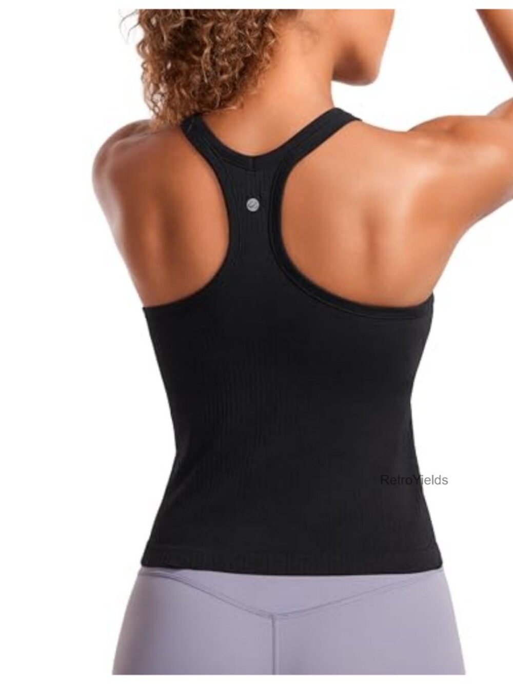 Seamless Ribbed Racerback Tank Top with Built-In Shelf Bra